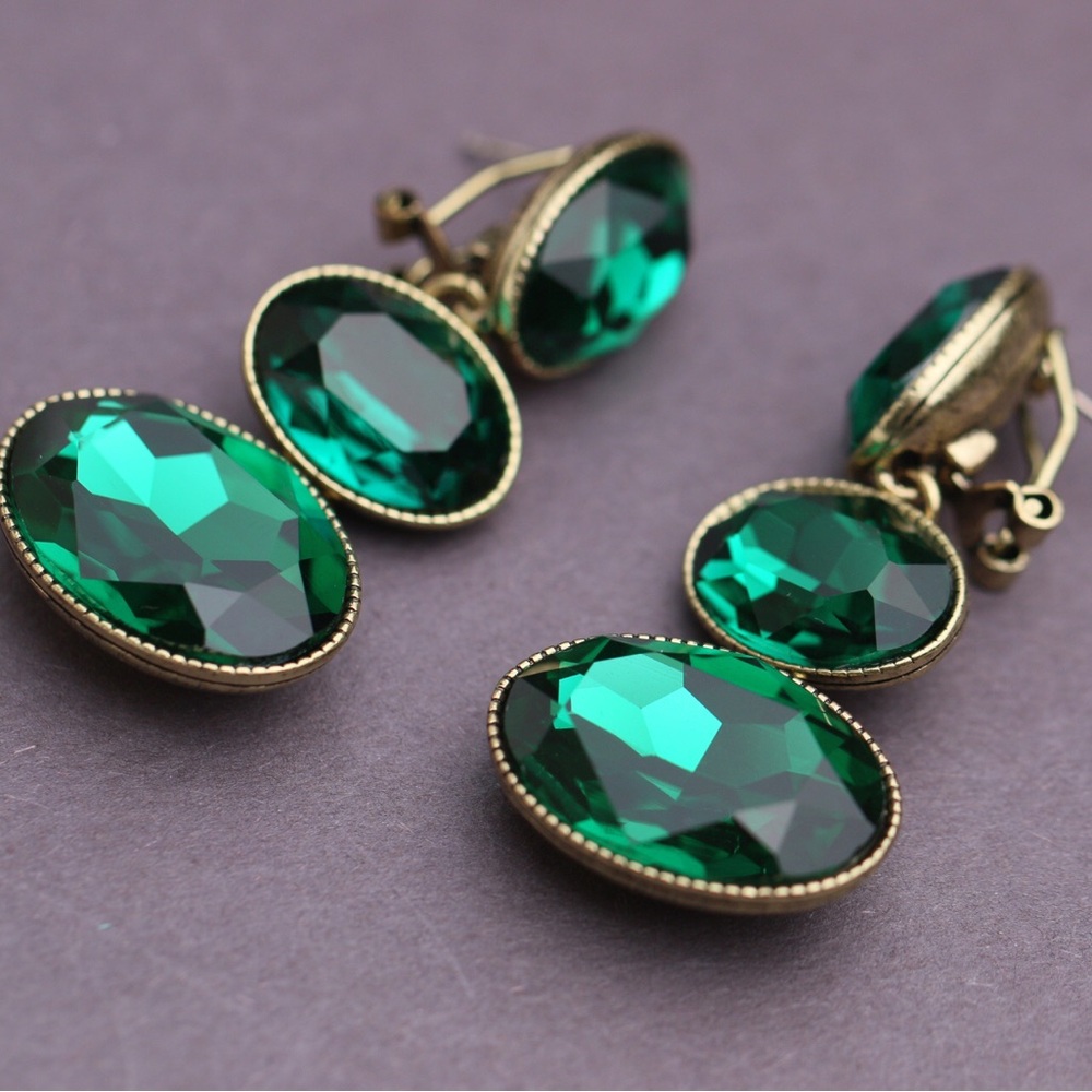 Heidi Daus Green Gem Earrings - Picture 3 of 3